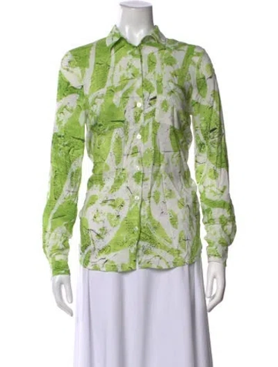 Pre-owned Stella Jean Printed Long Sleeve Blouse In Green