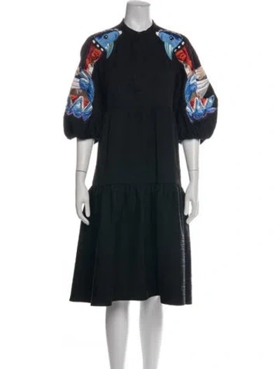 Pre-owned Stella Jean Printed Midi Length Dress In Black