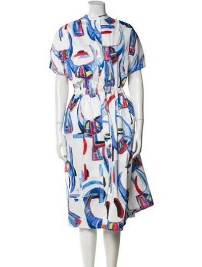 Pre-owned Stella Jean Printed Midi Length Dress In White