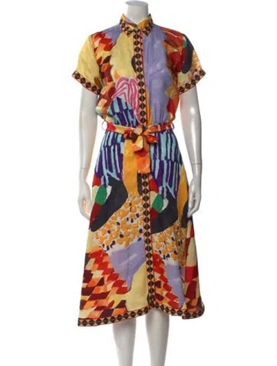 Pre-owned Stella Jean Printed Midi Length Dress In Yellow