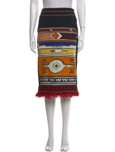 Pre-owned Stella Jean Printed Midi Length Skirt In Black