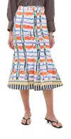 STELLA JEAN PRINTED MIDI SKIRT MULTI