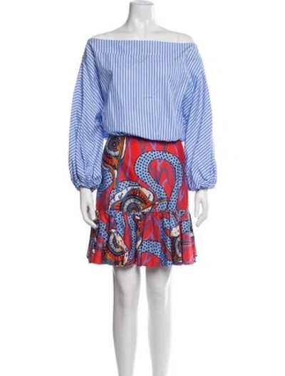Pre-owned Stella Jean Printed Mini Dress In Blue