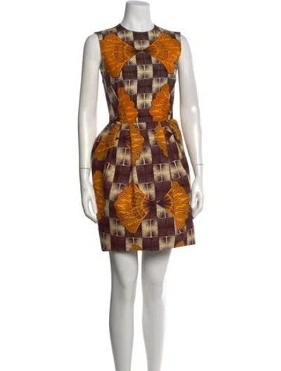 Pre-owned Stella Jean Printed Mini Dress In Neutral