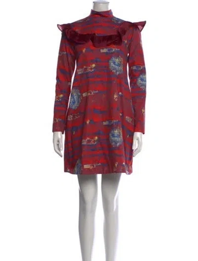 Pre-owned Stella Jean Printed Mini Dress In Red