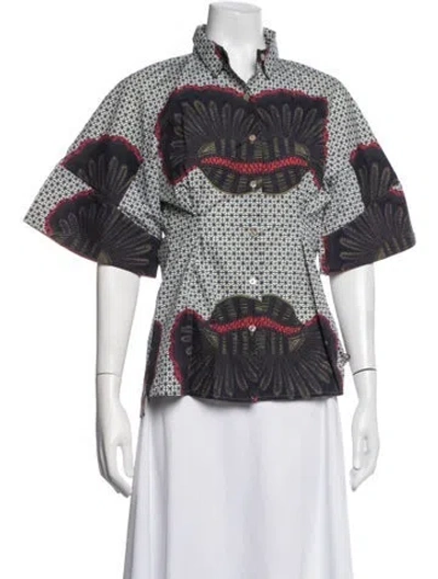 Pre-owned Stella Jean Printed Short Sleeve Button-up Top In Multicolor