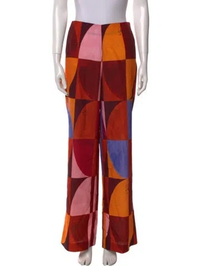 Pre-owned Stella Jean Printed Wide Leg Pants In Red