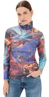 Stella Jean Sequins Printed Long Slevees Top Wood Print In Wood Print