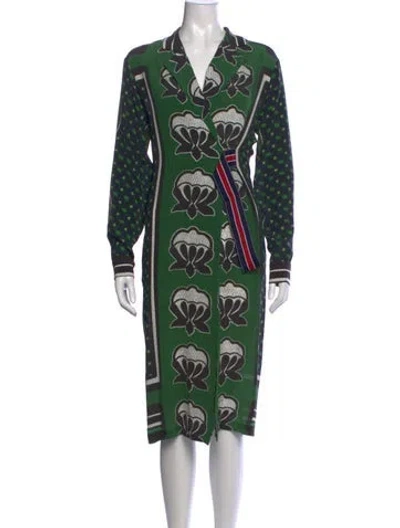 Pre-owned Stella Jean Silk Knee-length Dress In Green
