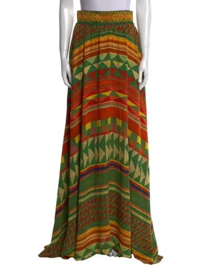 Pre-owned Stella Jean Silk Long Skirt In Orange