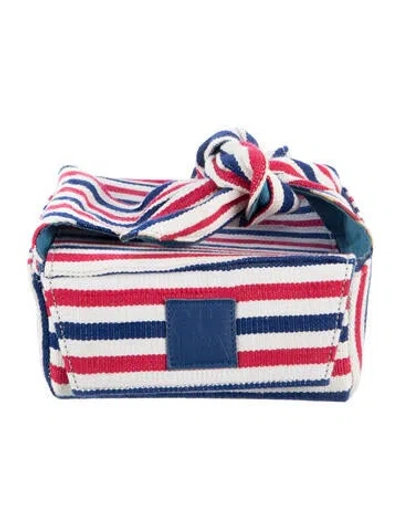 Pre-owned Stella Jean Stripe Pattern Print Cosmetic Bag In White