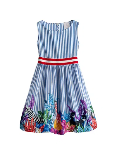 Stella Jean Kids' Striped Animal-print Dress In Multi