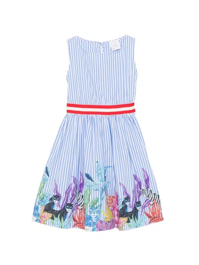 Stella Jean Kids' Striped Dress In Blue