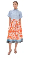 Stella Jean Striped Floral Midi Dress Multi In Multi