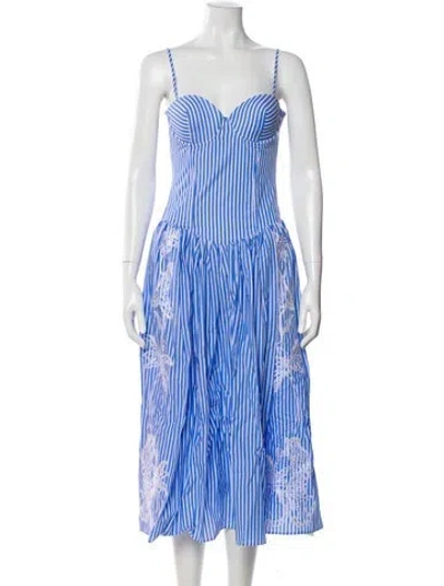Pre-owned Stella Jean Striped Long Dress W/ Tags In Blue