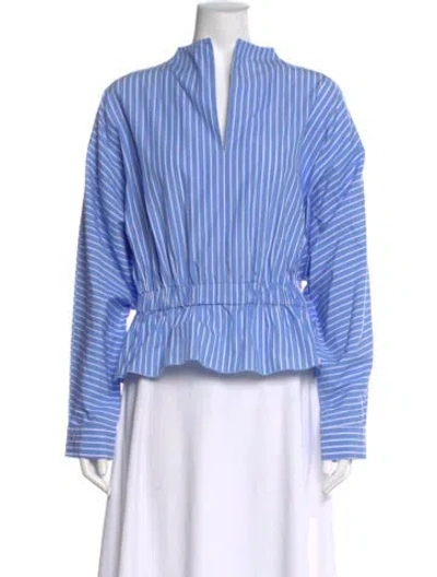 Pre-owned Stella Jean Striped Long Sleeve Blouse In Blue
