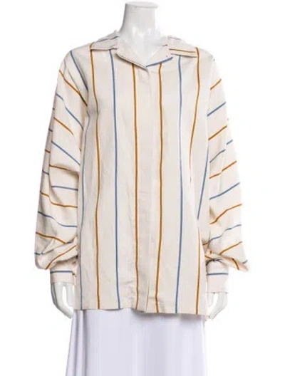 Pre-owned Stella Jean Striped Long Sleeve Blouse In Neutral