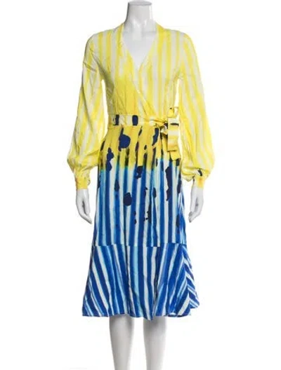 Pre-owned Stella Jean Striped Midi Length Dress In Yellow