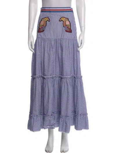 Pre-owned Stella Jean Striped Midi Length Skirt In Blue