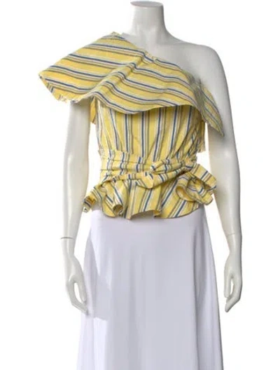 Pre-owned Stella Jean Striped Off-the-shoulder Blouse In Yellow