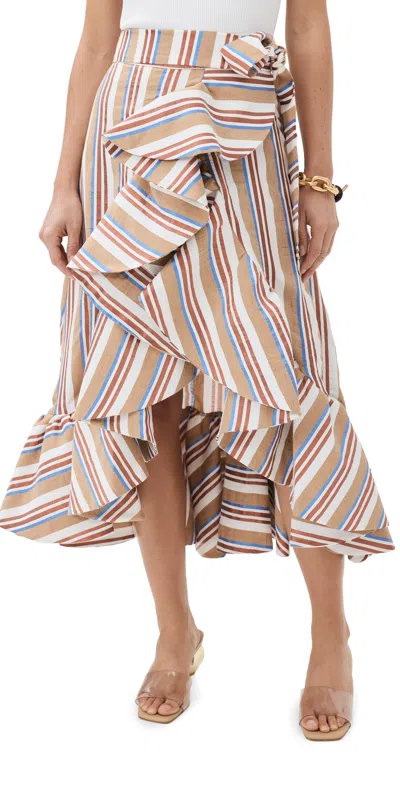 Stella Jean Striped Skirt With Frills Bronze Stripes