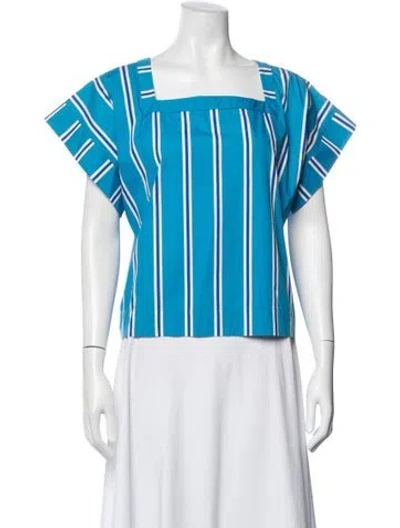 Pre-owned Stella Jean Striped Square Neckline Top In Blue