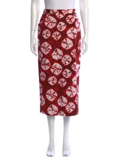 Pre-owned Stella Jean Tie-dye Print Midi Length Skirt In Red