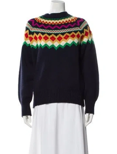 Pre-owned Stella Jean Virgin Wool Printed Sweater In Blue