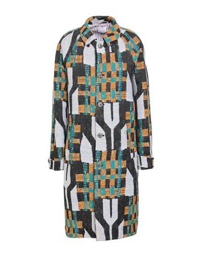 Stella Jean Woman Coat Charcoal Size 10 Wool, Polyamide, Polyester In Multi