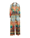 Stella Jean Woman Jumpsuit Turquoise Size 8 Polyester, Elastane In Blue