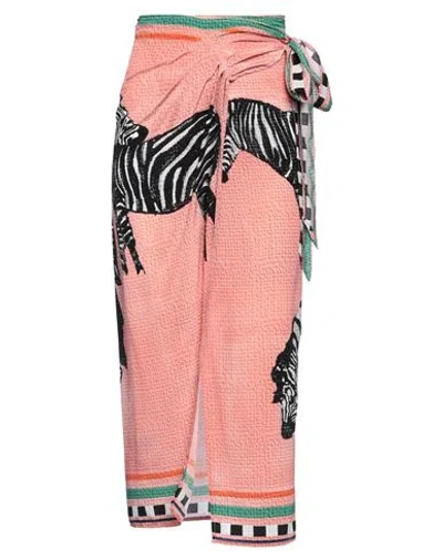 Stella Jean Woman Maxi Skirt Salmon Pink Size 10 Silk