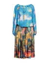 Stella Jean Woman Midi Dress Azure Size 4 Polyester In Blue