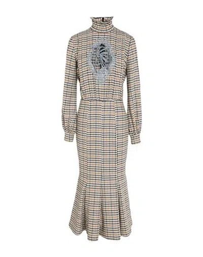 Stella Jean Woman Midi Dress Beige Size 10 Polyester, Viscose, Elastane In Gray