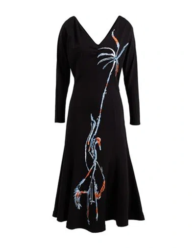 Stella Jean Woman Midi Dress Black Size 4 Viscose, Polyamide, Elastane
