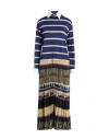Stella Jean Woman Midi Dress Blue Size 10 Merino Wool, Acrylic, Polyester In Blue