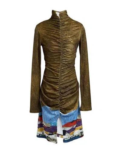 Stella Jean Woman Midi Dress Military Green Size 6 Polyester In Multi