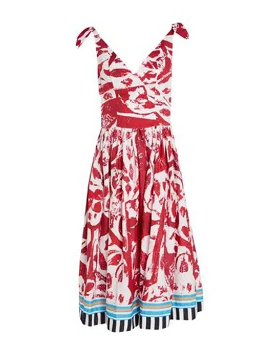 Stella Jean Woman Midi Dress Red Size 6 Cotton, Elastane