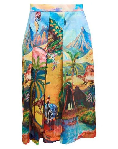 Stella Jean Woman Midi Skirt Azure Size 8 Polyester In Blue