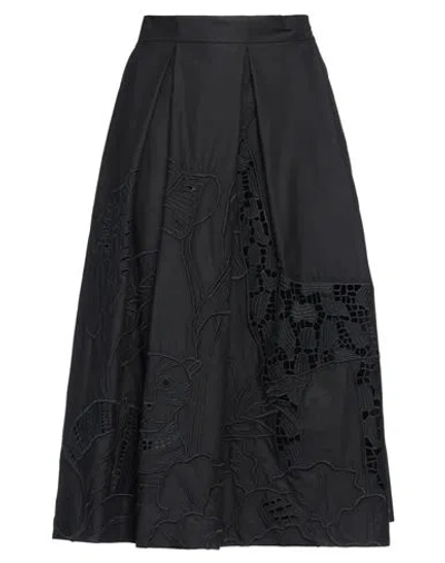 Stella Jean Woman Midi Skirt Black Size 6 Cotton