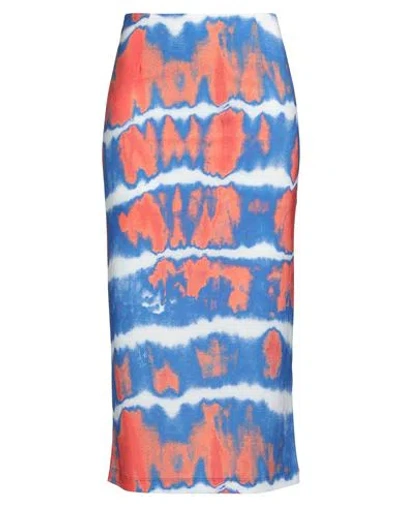 Stella Jean Woman Midi Skirt Blue Size 10 Polyester, Elastane
