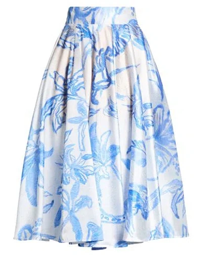 Stella Jean Woman Midi Skirt Blue Size 6 Polyester In Multi