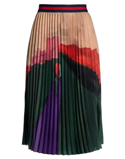 Stella Jean Woman Midi Skirt Green Size 10 Polyester In Multi
