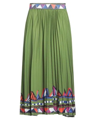Stella Jean Woman Midi Skirt Green Size 10 Polyester