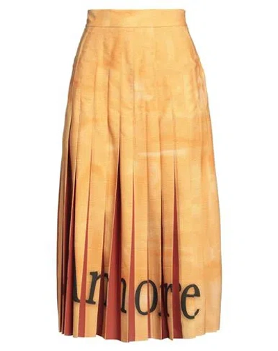 Stella Jean Woman Midi Skirt Marigold Size 6 Polyester In Yellow