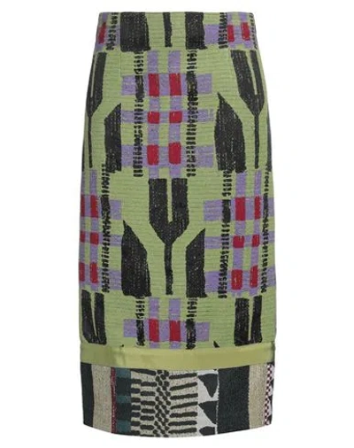 Stella Jean Woman Midi Skirt Military Green Size 6 Polyester, Cotton, Polyamide