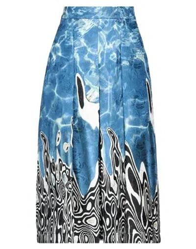 Stella Jean Woman Midi Skirt Pastel Blue Size 4 Polyester, Elastane