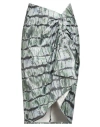 Stella Jean Woman Midi Skirt Sage Green Size 10 Polyurethane, Polyester In Green