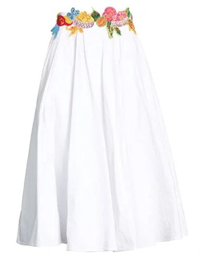 Stella Jean Woman Midi Skirt White Size 2 Cotton, Polyamide, Elastane In Multi