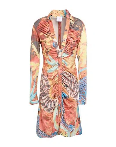 Stella Jean Woman Mini Dress Orange Size 4 Polyester, Elastane In Multi