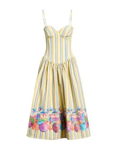Stella Jean Woman Mini Dress Yellow Size 2 Cotton, Polyamide, Elastane In Multi